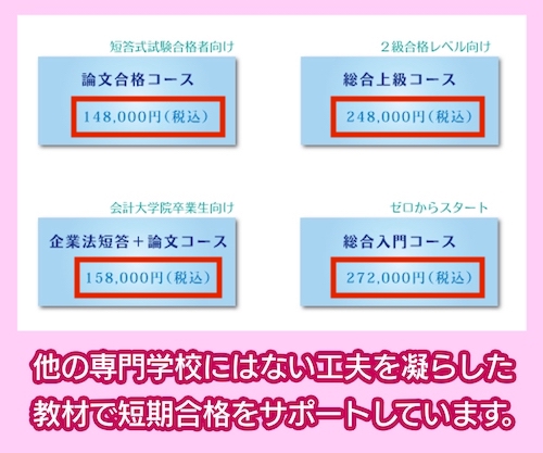 資格のFIN公認会計士講座の料金相場