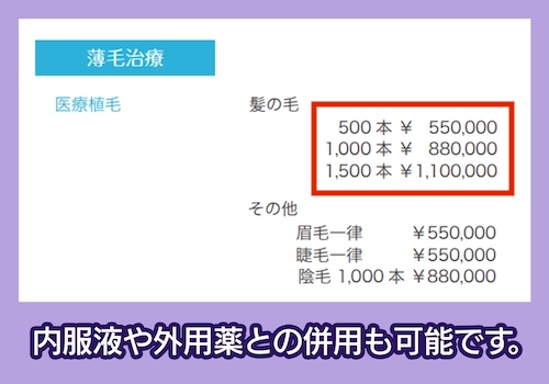 市川ひふ科形成外科クリニックの自毛植毛料金相場