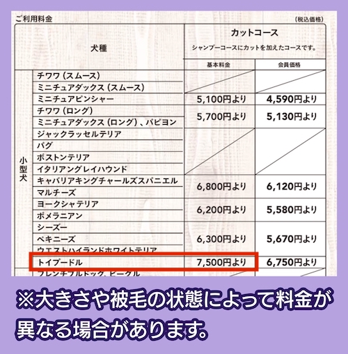 エステカーサ（町田多摩境店）の料金相場