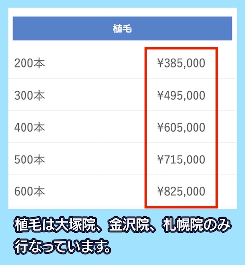 大塚美容整形外科の料金相場