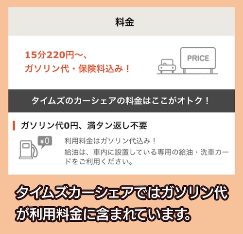 ガソリン代や各種保険料込み