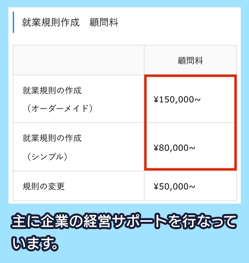 汐留社会保険労務士法人の料金相場