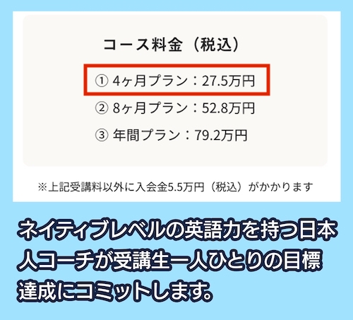 フラミンゴオンラインコーチングの料金相場