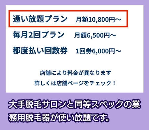 セルフ脱毛サロン ハイジの料金相場