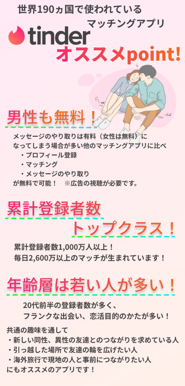 マッチングアプリTinderのおすすめポイント