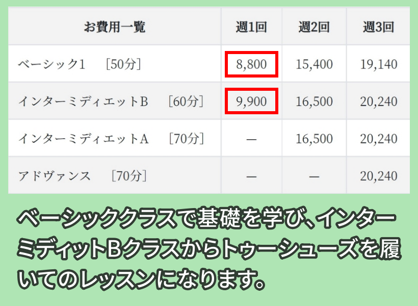 本田道子バレエスクール料金相場