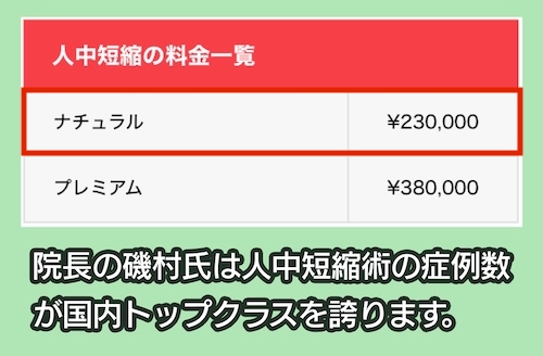 YBC横浜美容外科の料金