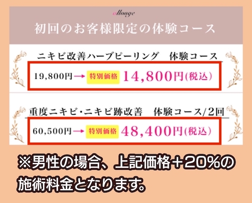 アロンジェの料金相場