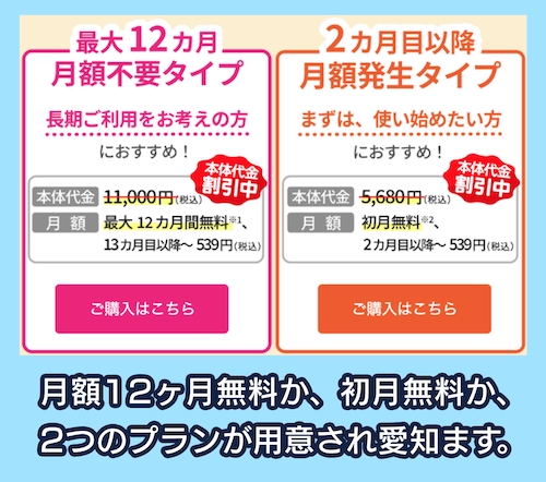 あんしんウォッチャーの料金タイプ