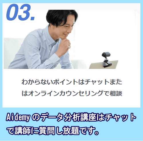 Aidemyの講座のチャット相談