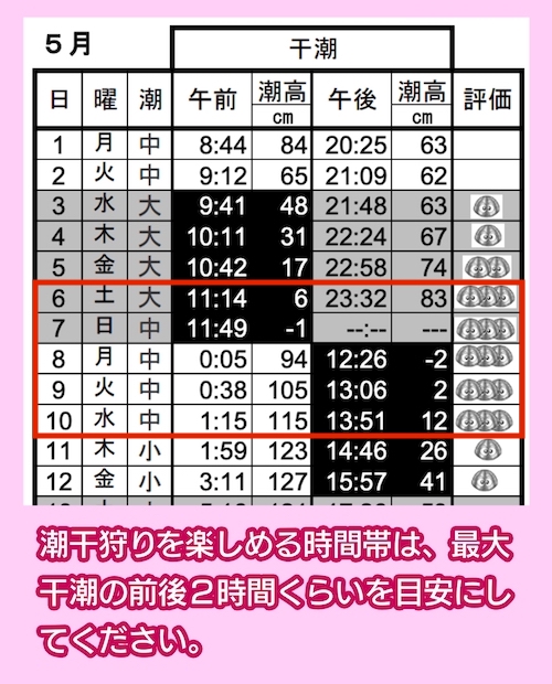 海の公園 干潮時刻表