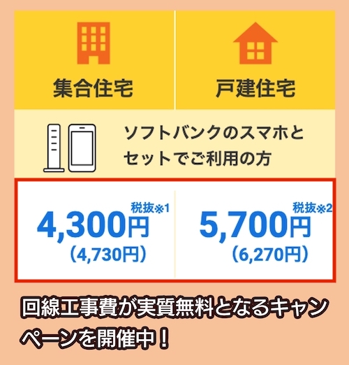 SoftBank光の料金相場