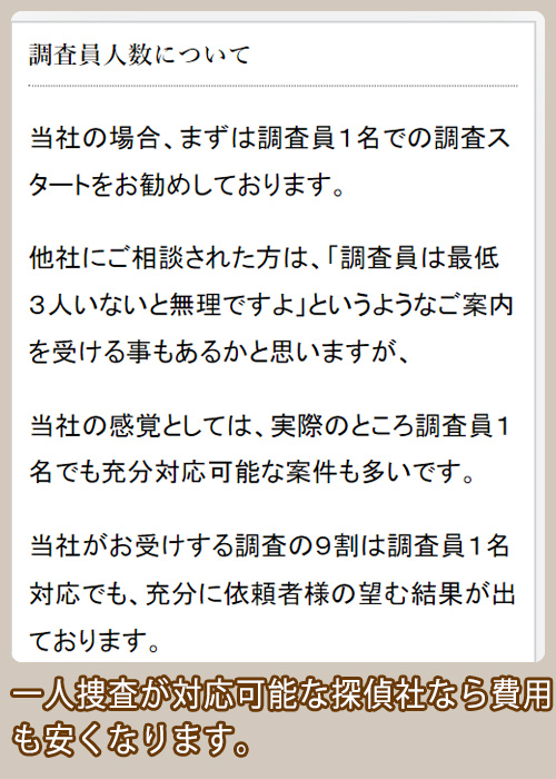 フリーランス探偵事務所 調査員人数