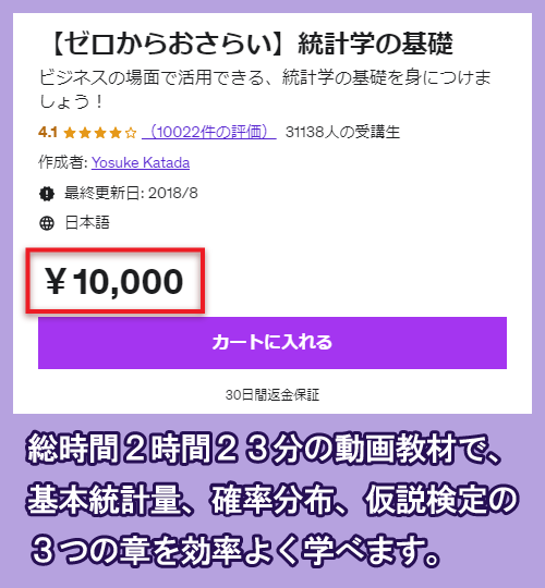 Udemyの統計検定講座の料金相場