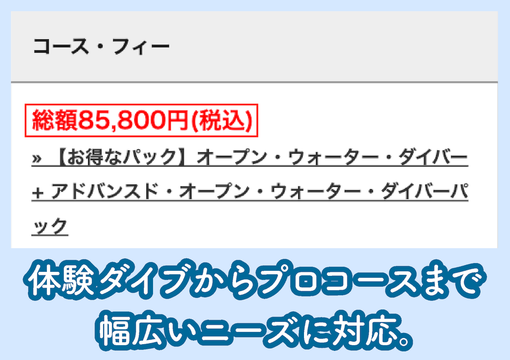 ダイブクラップスの料金