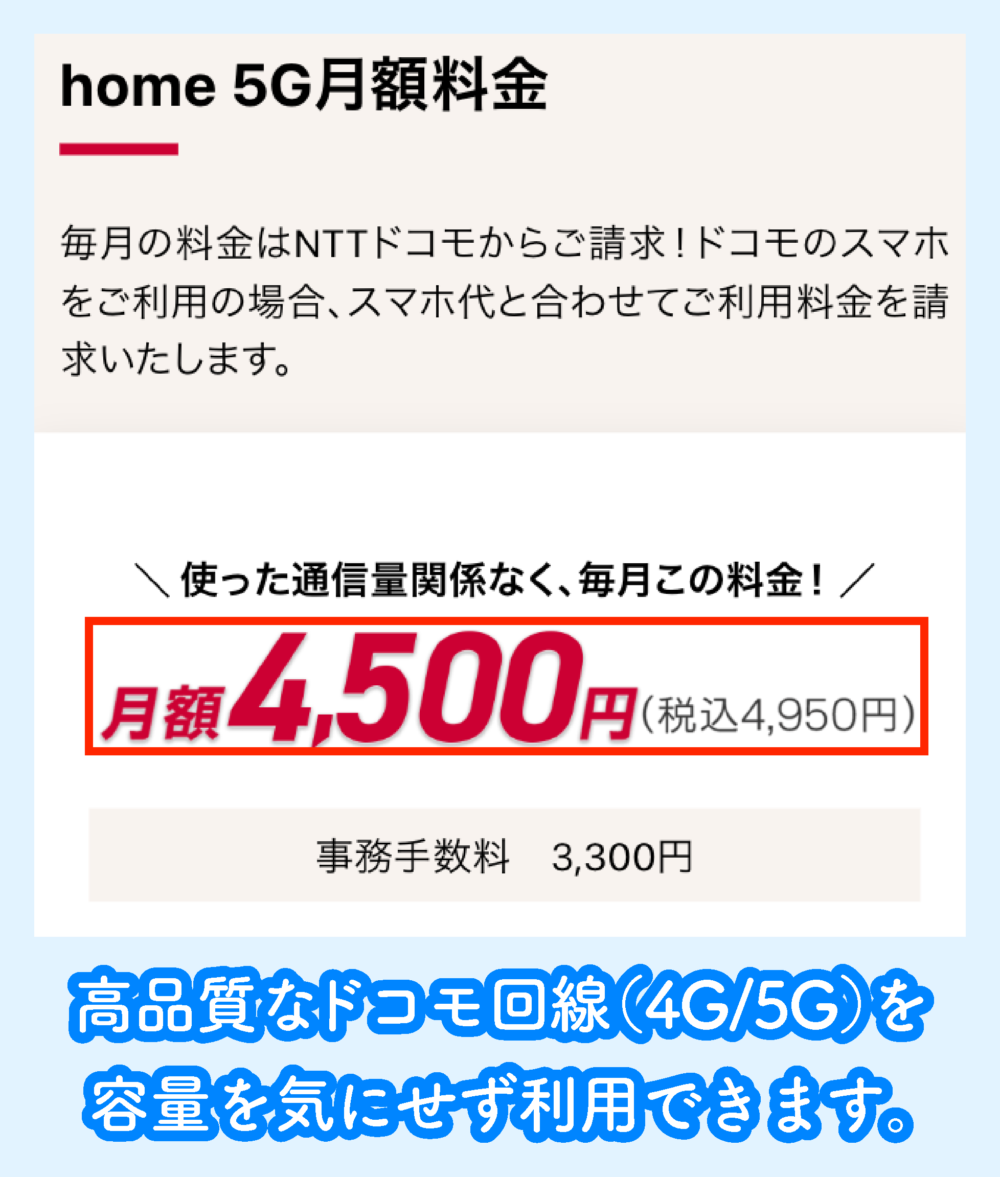 ドコモhome5Gの料金