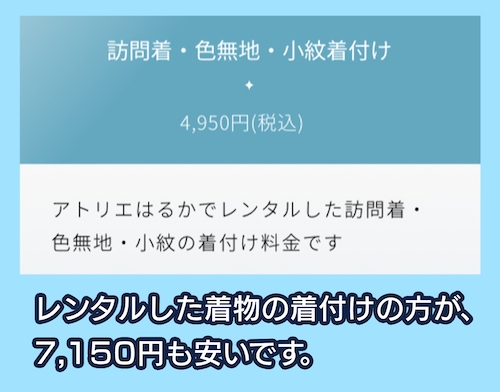 アトリエはるか 着付け料金