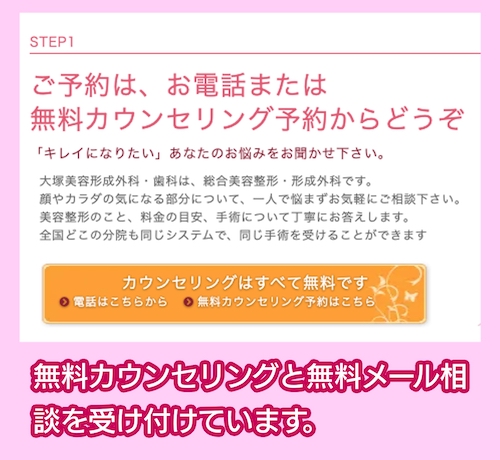 大塚美容整形外の無料カウンセリング