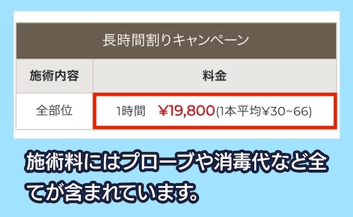 MDSA麻布の料金相場