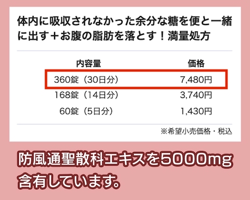 「防風通聖散錠満量a」の価格