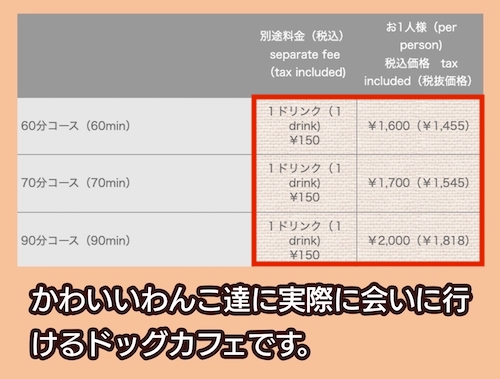 ドッグテイルの料金相場