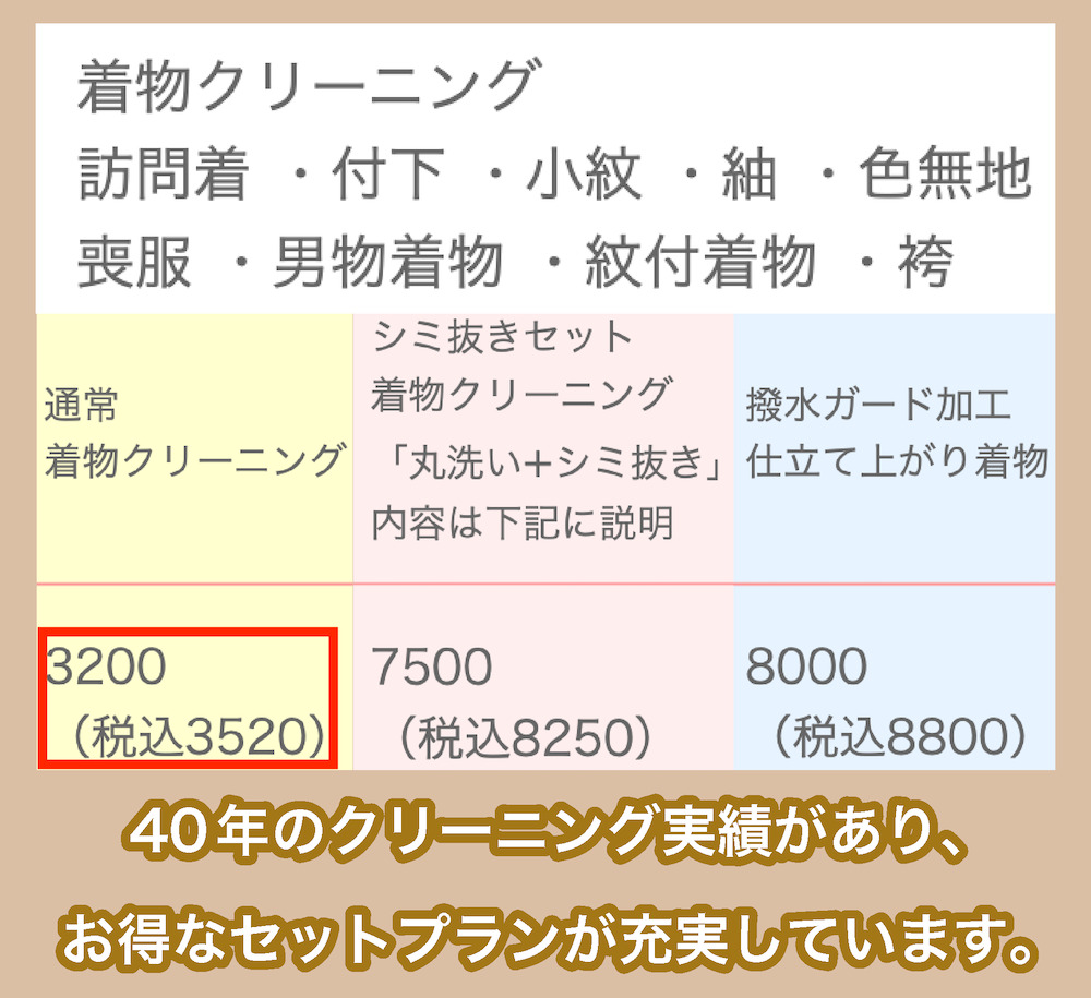 着物お手入れつるやの料金