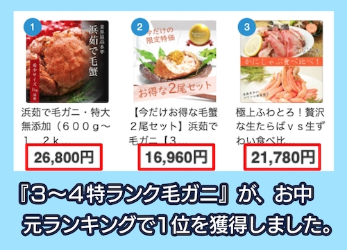 カニまみれの価格相場