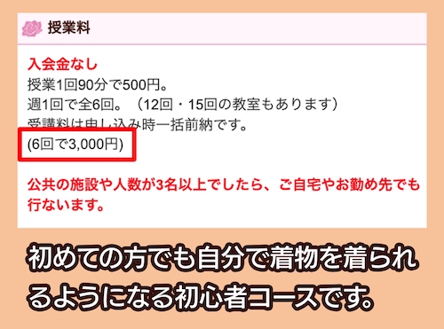 典雅きもの学院の料金