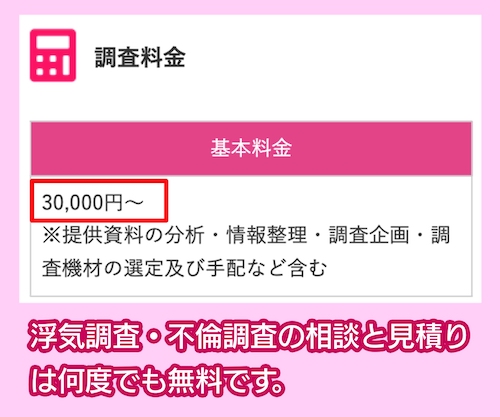 さくら幸子探偵事務所の料金相場