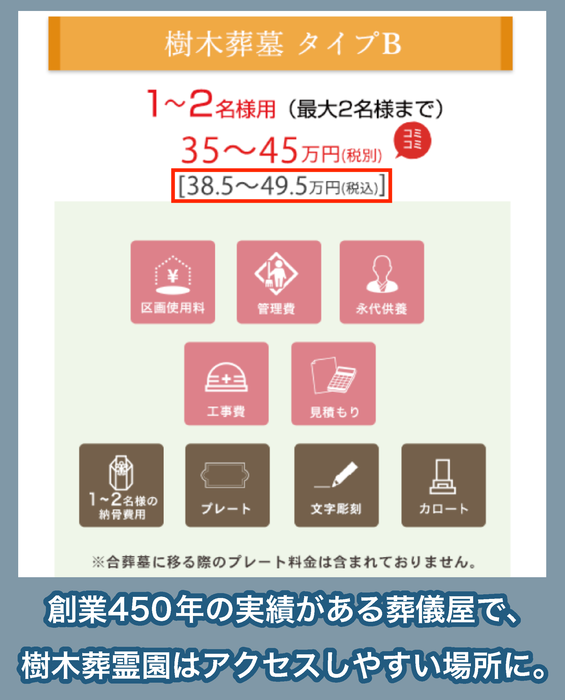 辻吉・和泉光殿「野出墓地 樹木葬墓」の費用