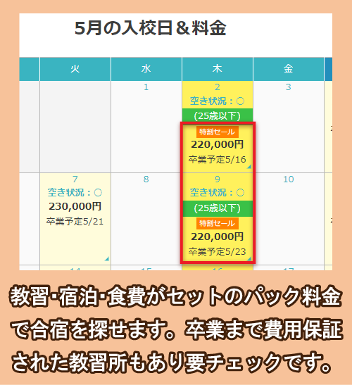 合宿免許スクールの自動車運転免許合宿の料金相場