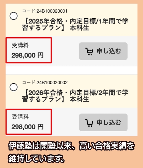 伊藤塾の料金相場