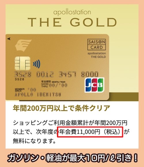 apollostaion THE GOLDの年会費