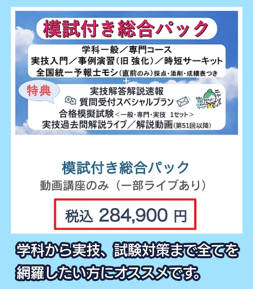 Team SABOTENの模試付き総合パックの料金相場