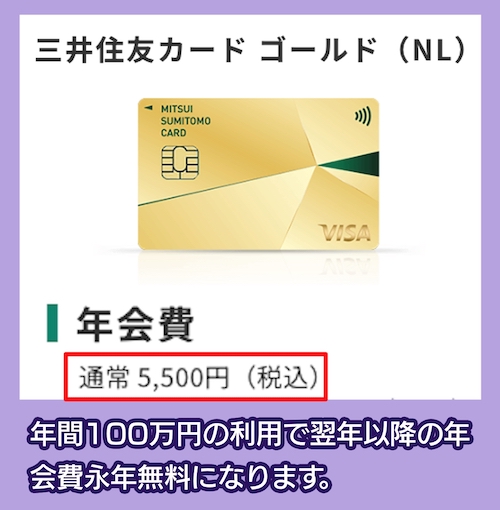 三井住友カードゴールドの年会費