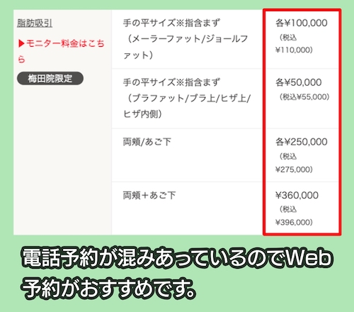 Wクリニックの費用相場