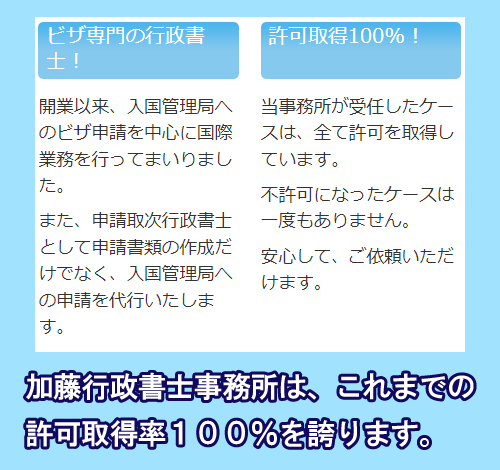 許可取得率100%の加藤行政書士事務所