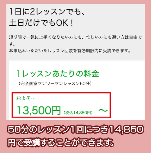 ゴルフパフォーマンスの1レッスンあたりの料金