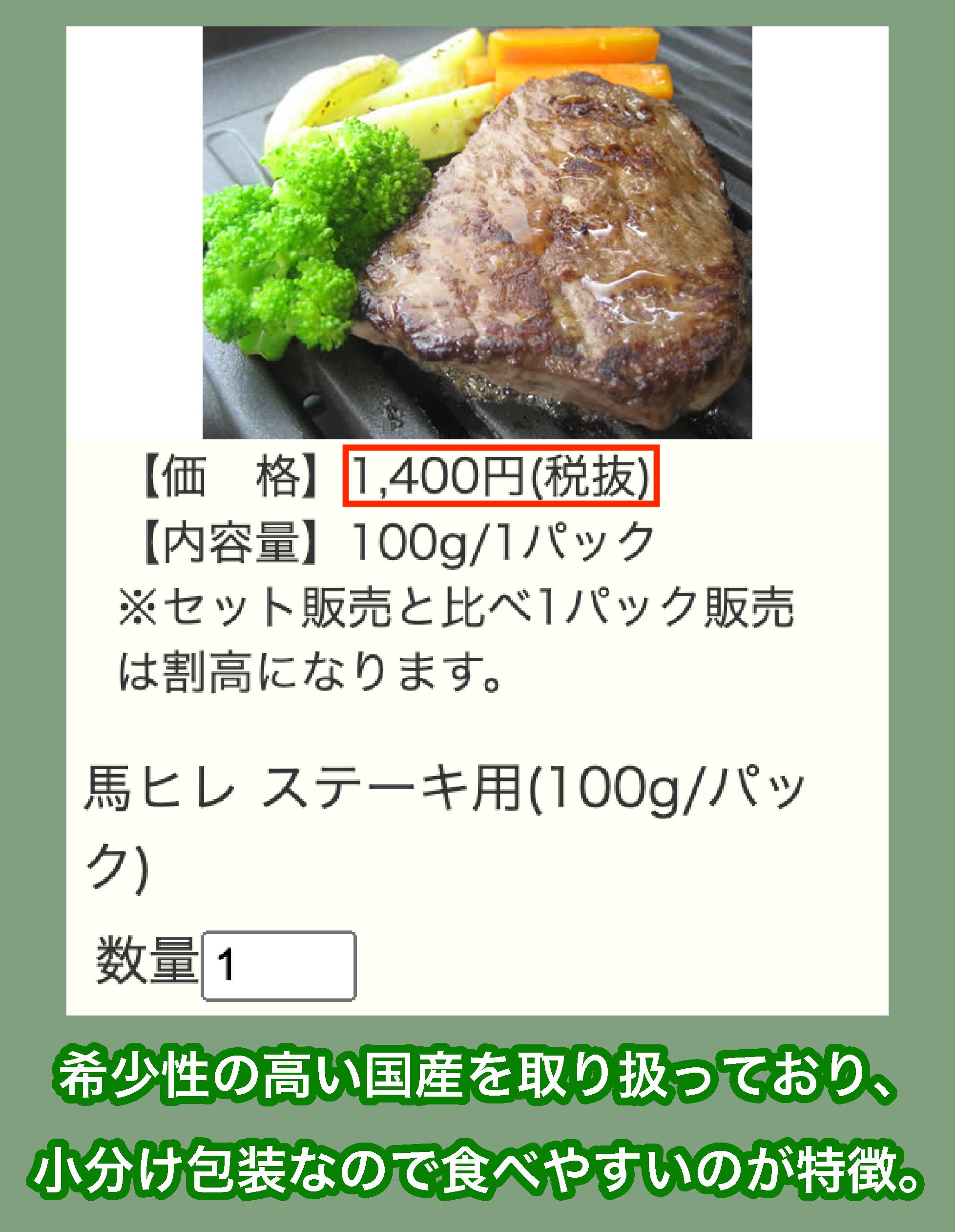 熊本馬刺しドットコムの価格相場