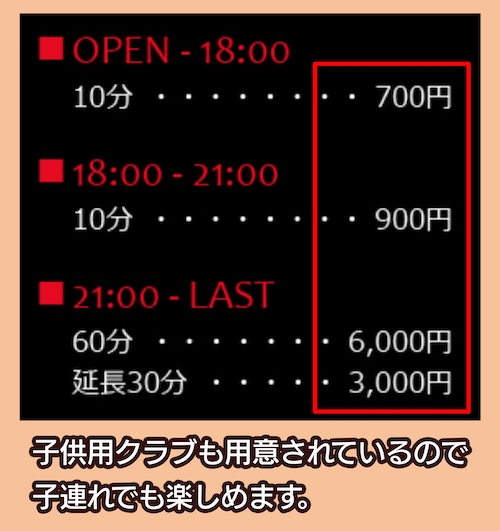 バックナインの料金相場