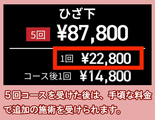 ゴリラクリニックのすね毛脱毛の料金