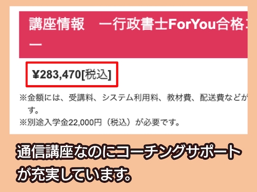 通信講座ネバギバの行政書士講座の料金相場