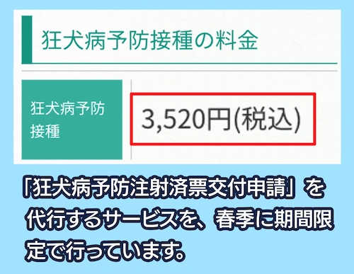 苅谷動物病院の予防接種の合計料金