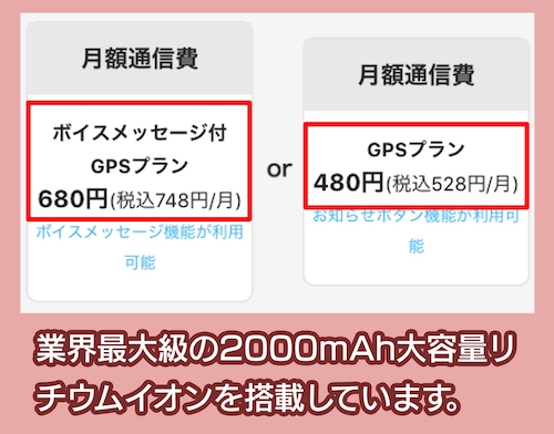 みてねみまもりGPSの料金相場