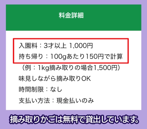 うえだブルーベリー畑の料金相場