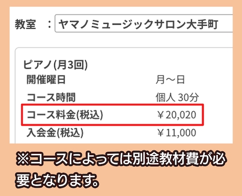 山野楽器の料金相場